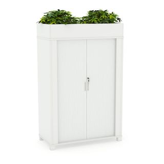 Tambour Cupboard c/w Planter Box H1490xW900xD450mm White