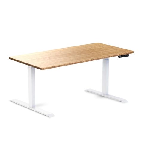 Sit-Stand Desk 1500x750mm & ICPM White/Bamboo 140kg