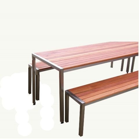 Mango Outdoor Table/Bench Setting L1500 SS/Modwood