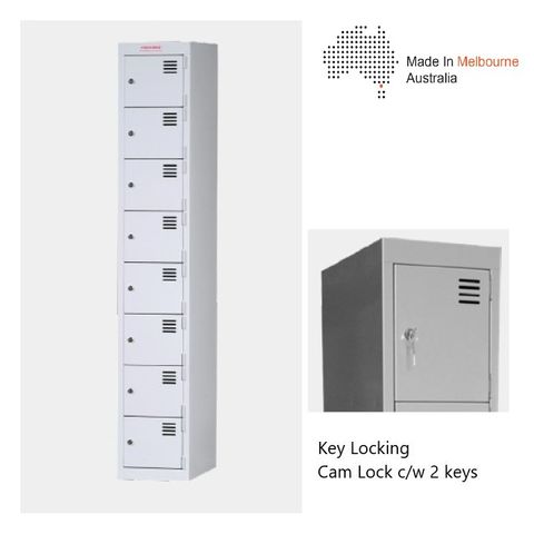 Locker Flat Top 8 Tier H1840xW380xD455mm Keylock