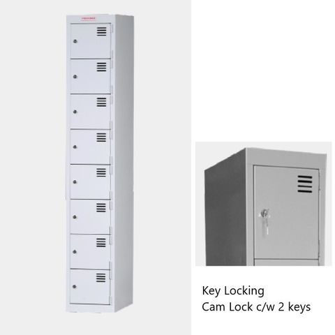 Locker Flat Top 8 Tier H1840xW380xD455mm Keylock