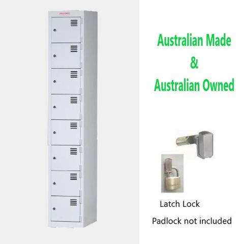 Locker Flat Top 8 Tier H1840xW380xD455mm wLock Latch