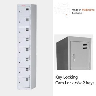 Locker Flat Top 8 Tier H1840xW305xD455mm Keylock