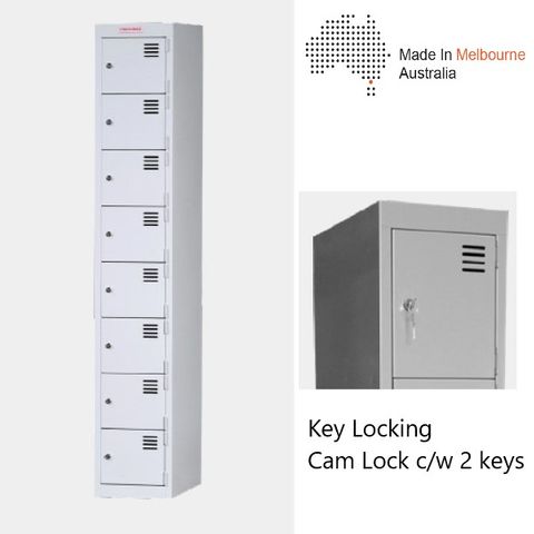 Locker Flat Top 8 Tier H1840xW305xD455mm Keylock