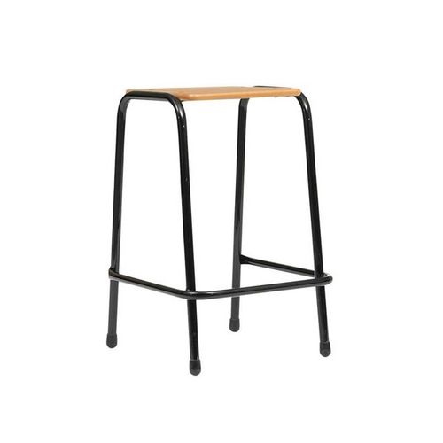 Stool with Black Frame and Timber Top  605mm