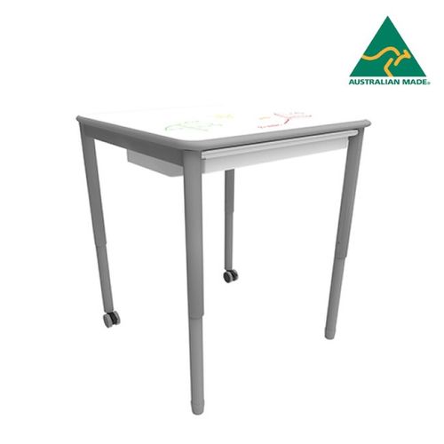 600x600mm TNL Height Adj Table, 1 Drawer PE Writeable