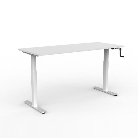 Agile Windup Sit-Stand Desk L1500xD750mm Wht Fr L2