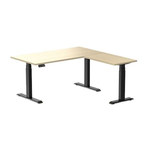 Desky Eco L-shaped Sitstand Desk & Return Blk Fr WG top