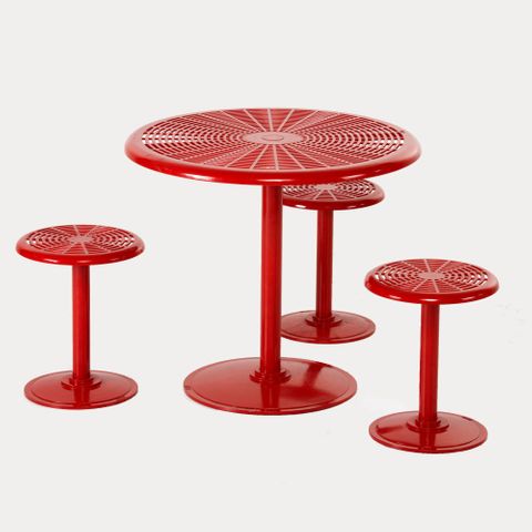 Cafe Round table 830mm diam. with 3 stools anchorable