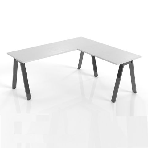 Vee Contract Desk-Return 2100x2100x750mm Black L2