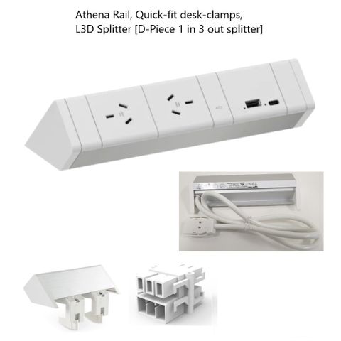 Athena Power Rail 2GPO 1USB-A 1USB-C 1500mm Lead White