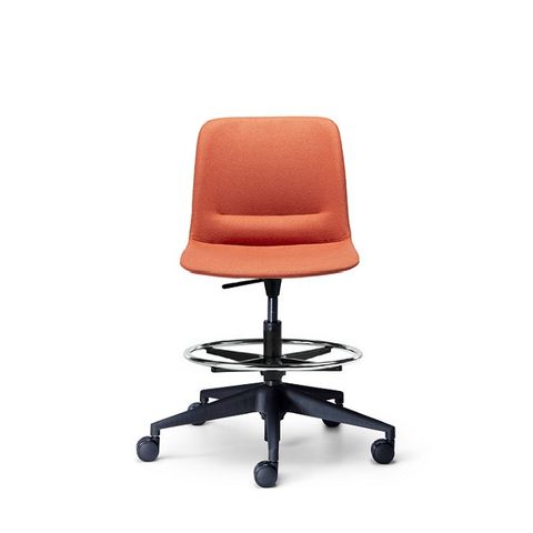 Unica Drafting Chair upholstered  Blk Base 140kg Vinyl