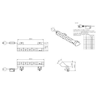 Athena Power Rail 4xGPO+ 1USB-A+1USB-C, 1.5m 3pin Lead White