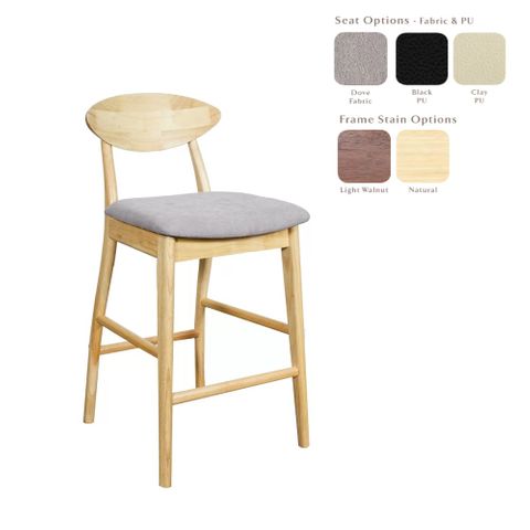 Moon Bar Stool Timber Frame Upholstered Seat