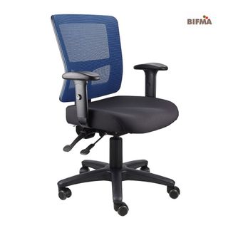 Toledo Mesh Back Chair Adj Arms 2L 110kg Blue Mesh/Blk Seat