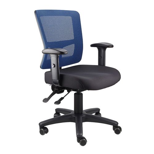 Toledo Mesh Back Chair Adj Arms 2L 110kg Blue Mesh/Blk Seat