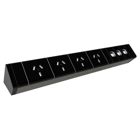 Athena Power Rail 4xGPO  3xData Prov, 1m lead Black