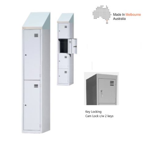 Locker Sloping Top 2 Tier  H2145/1840xW380xD455mm Keylock