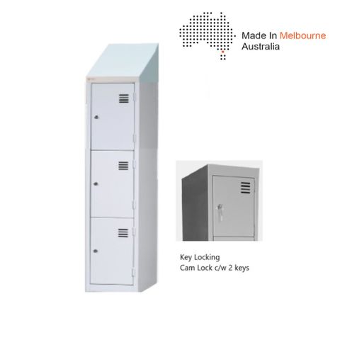 Locker Sloping Top 3 Tier  H2145/1840xW380xD455mm Keylock