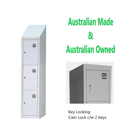 Locker Sloping Top 3 Tier  H2145/1840xW380xD455mm Keylock