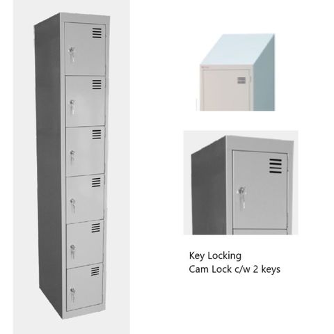 Locker Sloping Top 6 Tier  2145xW380xD455mm Keylock