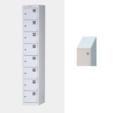 Locker Sloping Top 8 Tier  H2145/1840xW380xD455mm Keylock