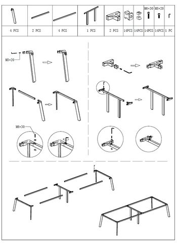 Inspire 75 Table Frame 6 leg Flat suits top 4200x1500mm PC