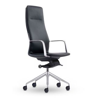 Million HB Executive Chair with Arms 140kg Blk Leather
