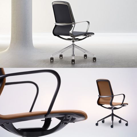 Meta MB Executive Chair w/Arms 140kg Chr Blk Leather