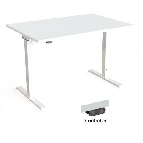DM33 1200x700mm Electric Desk Fxd Rail Wht L1