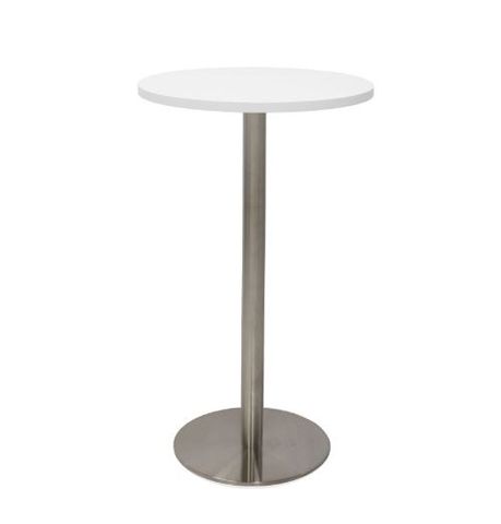 Disc Base Bar Table H1085mm 600mm Diam White Top/SS