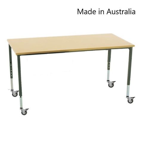 Table L1200xD600x18mm on Castors 4  Adj Legs 25mm sq