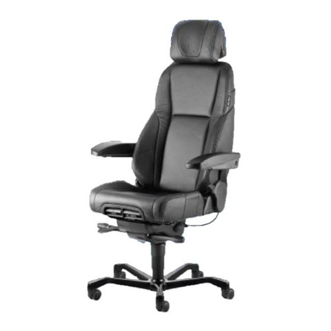 KAB Director II Office Chair, Headrest & Arms. Black Leather. 24/7 200kg