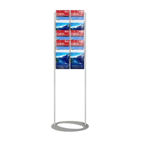 Lobby Stand incl 10 A4 Brochure Holders  Silver