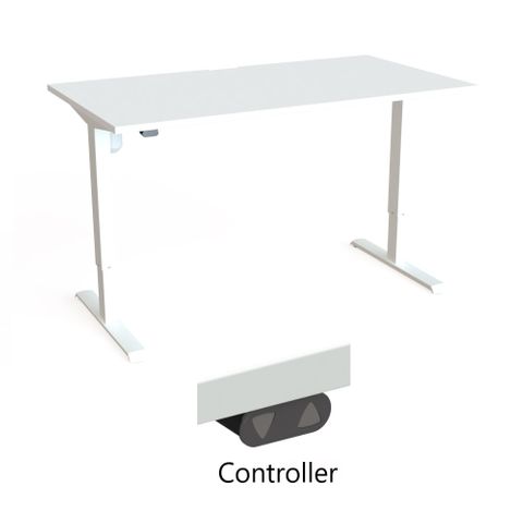 DM33 1500x750mm Electric Desk Fxd Rail Wht L1