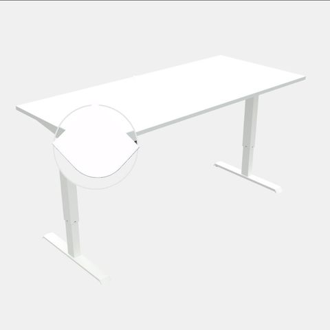 DM33 1500x750mm Electric Desk Fxd Rail Wht L1 Rad CMH