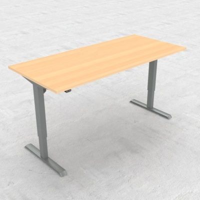 DM33 1500x800mm Electric Desk Fxd Rail Sil L2