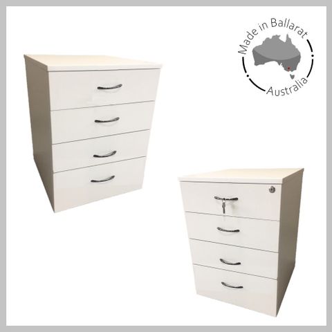 Mobile Pedestal Melamine Range - 4 Small Drawers - W470 x H640 x D511mm