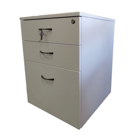 Mobile Pedestal Melamine Range - 2 Small + 1 File Drawers - W470 x H640 x D511mm