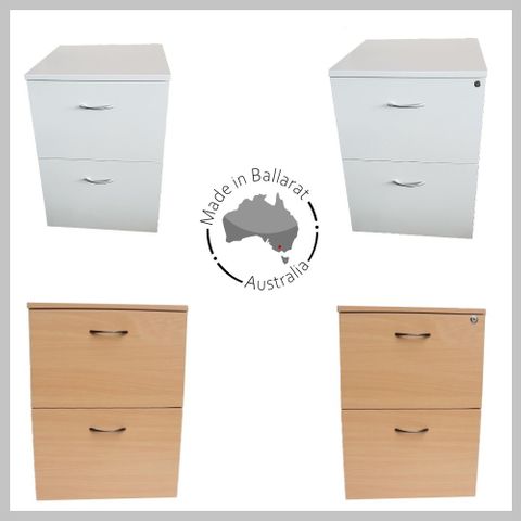 Mobile Pedestal Melamine Range - 2 File Drawers - W470 x H640 x D511mm