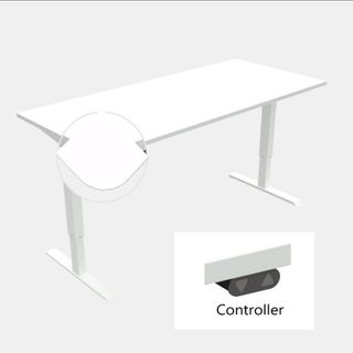 DM33 1800x800mm Electric Desk Fxd Rail Wht L1 Rad