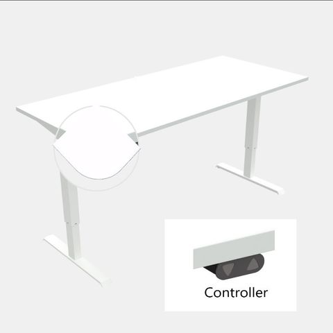 DM33 1800x800mm Electric Desk Fxd Rail Wht L1 Rad