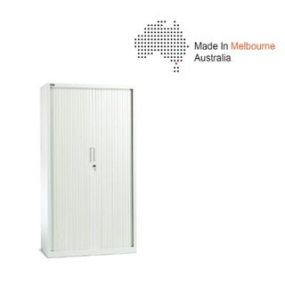 Tambour Door Cabinet H1980xW900xD500 4Sh White
