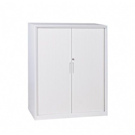 Tambour Cupboard H1200xW900xD500mm 2Sh White