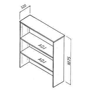 Bookcase Hutch L900 x H1075 x D320mm S/B L1