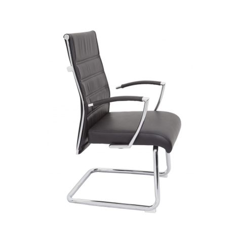 CL2000V Visitor Chair Arms 130kg  Black Leather