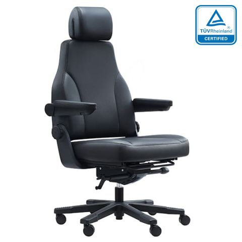 Stanza High Back with Headrest 230 Kg Black Leather