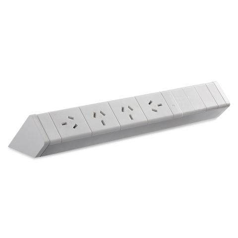 Athena Power Rail 4xGPO Rot 5xBlank Tiles 1m lead White