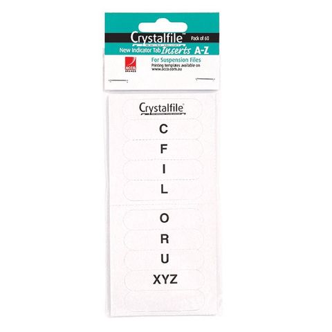 Crystalfile tab inserts A - Z White Pack of 60
