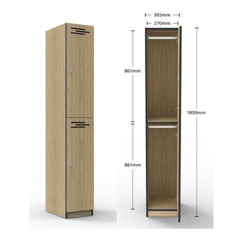 Rapid Infinity 2 Door Melamine Locker H1850xW305xD455mm